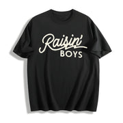 Raising Boys Boy Mom Mama Cotton T-Shirt in Black