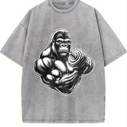 Gorilla Dumbbell Vintage Washed T-Shirt in Gray