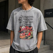 Dungeons and Dragons and Drive Ins and Dives Vintage Washed T-Shirt in Gray