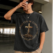Rooted in Christ Jesus Vintage Washed T-Shirt in Black