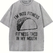 Fitness Taco Humor Gym Novelty Sarcastic Guys Classic Vintage Washed T-Shirt in Gray