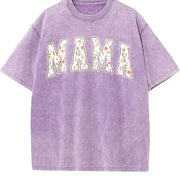 Floral Mama Strong Woman Vintage Washed T-Shirt in Purple
