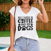 Patterned Vest All I Need Is Coffee and My Dogs Women's Color Cotton Tank Top in White