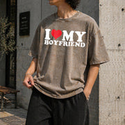I Love My Heart for Couples Suits Vintage Washed T-Shirt in Brown