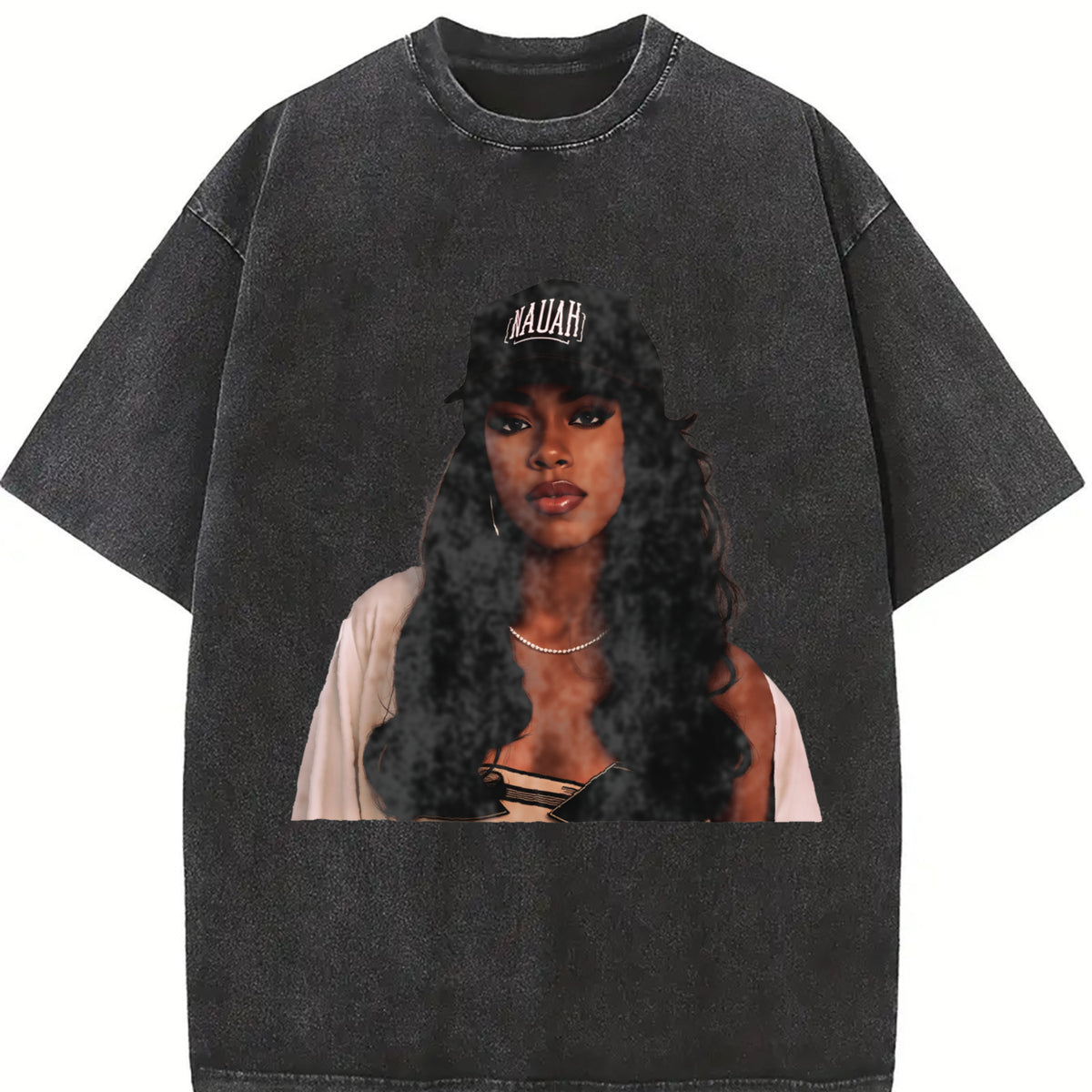 Aaliyah Bootleg Rap 90'S vintage washed oversized T-shirt in Black