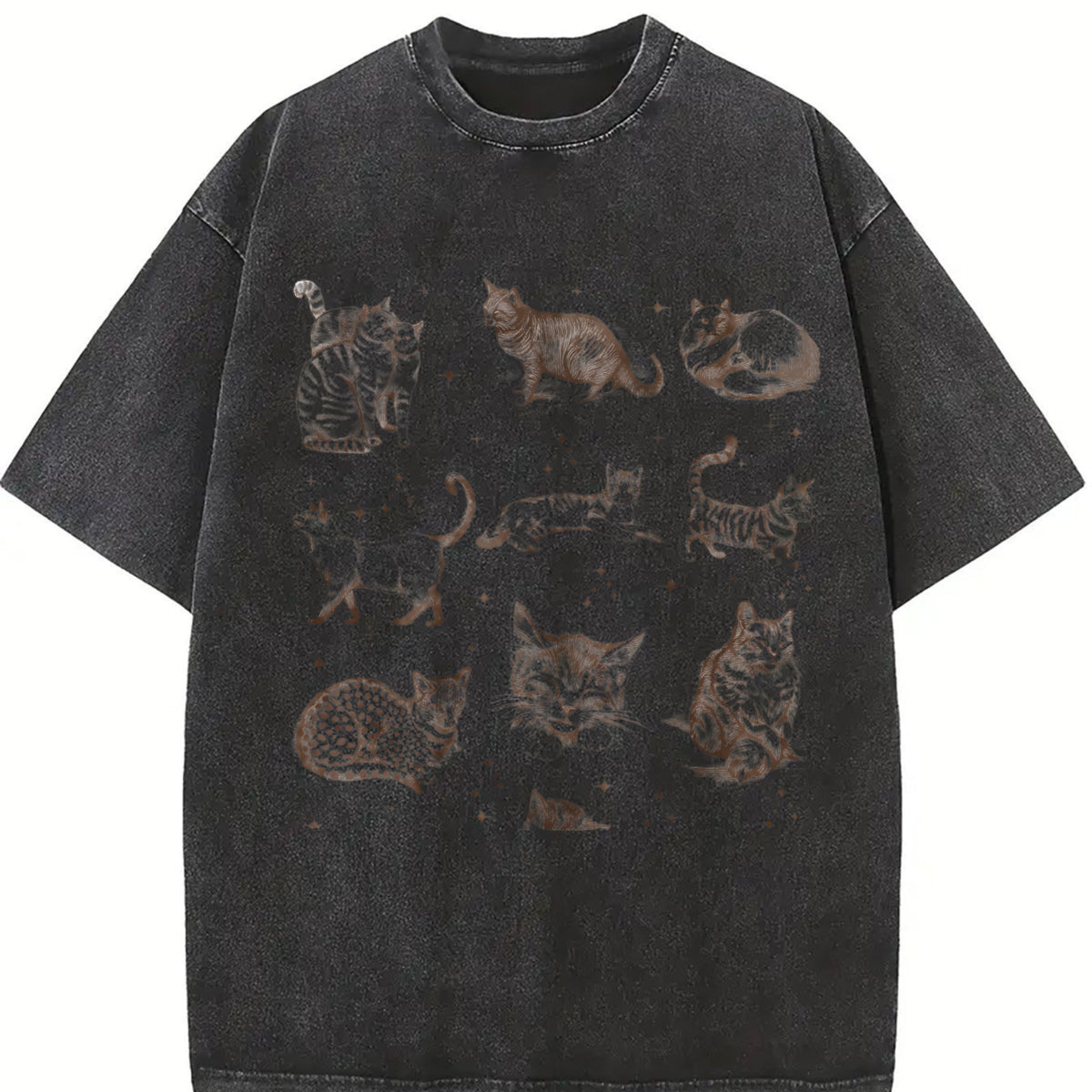 Cats 90s Retro ® Y2k Kitten Vintage Washed T-Shirt in Black