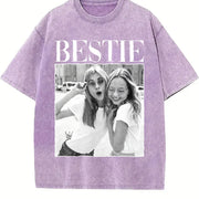 Personalised Bestie Vintage Washed T-Shirt in Purple