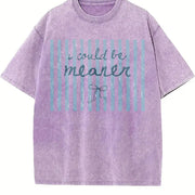 I Could Be Meaner Bow Vintage Washed T-Shirt in Purple