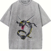Rayquaza Anime Manga anime lover outfits vintage washed oversized T-shirt in Gray
