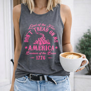 Patriotic 1776 Dont Tread on Me Snake Back Women's Color Cotton Tank Top in Gray