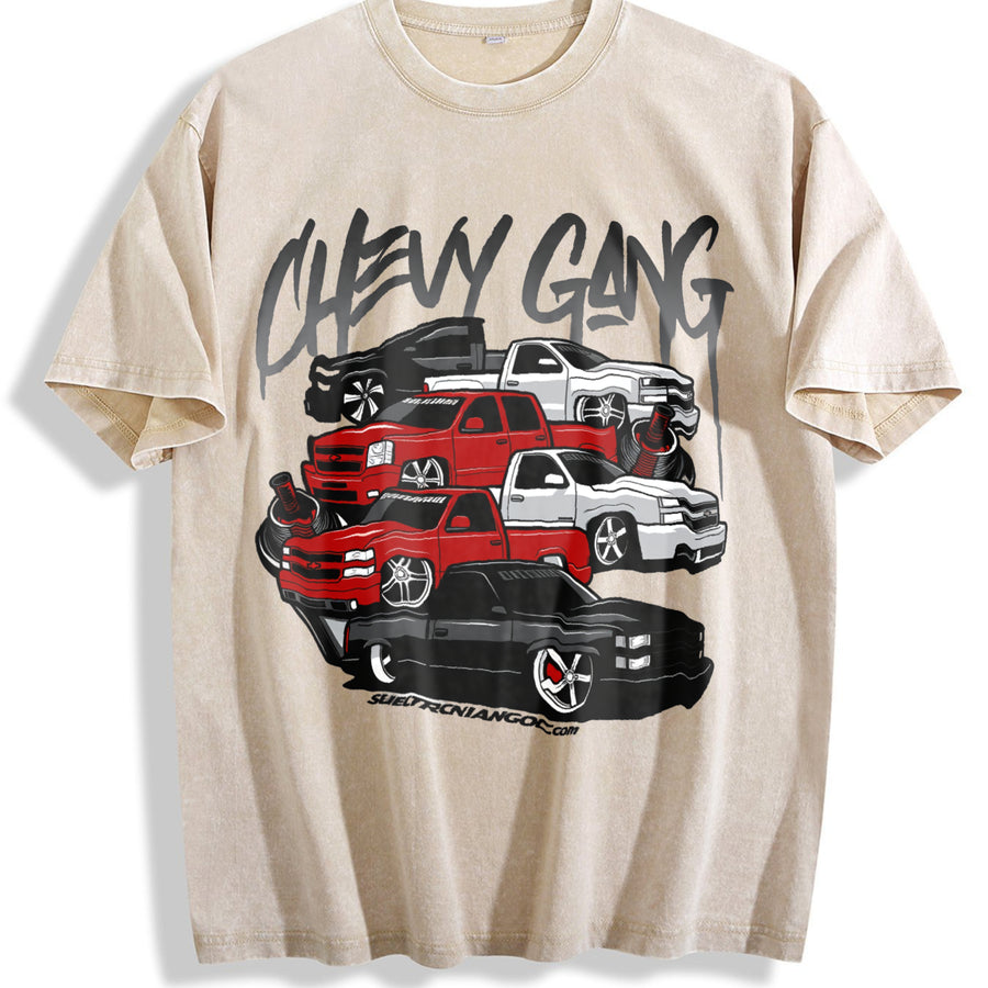 Chevy Gang Chevy Silverado Old School Chevy Truck Classic vintage washed oversized T-shirt in Beige