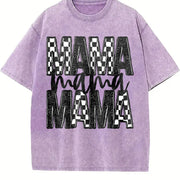Mama Checker Faux Glitter vintage washed oversized T-shirt in Purple