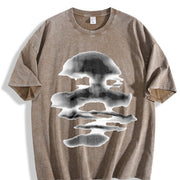 Cloud Face Vintage Washed T-Shirt in Brown