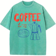 Coffee Club Coffee Lover Vintage Washed T-Shirt in Blue