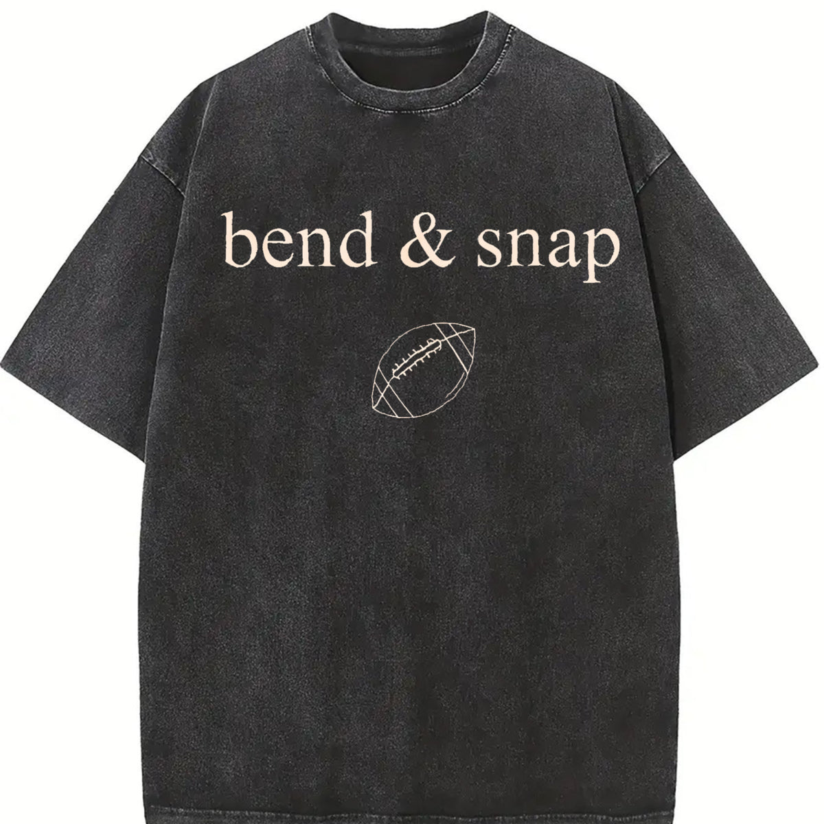 Bend and Snap Football Mom Vintage Washed T-Shirt in Black