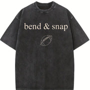 Bend and Snap Football Mom Vintage Washed T-Shirt in Black