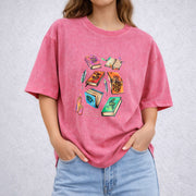 Fan Of ACOTAR Series vintage washed oversized T-shirt in Red