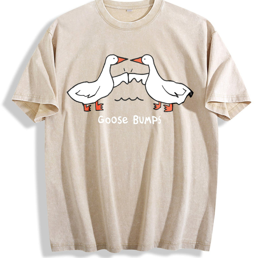 Goose Bumps vintage washed oversized T-shirt in Beige