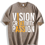 Vision Creativity Passion Smooth Basic vintage washed oversized T-shirt in Brown