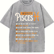 For the Pisces Zodiac Sign Vintage Washed T-Shirt in Gray