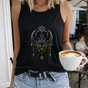 Lotus Dreamcatcher Women's Color Cotton Tank Top in Black