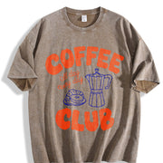 Coffee Club Retro Coffee Lover Vintage Washed T-Shirt in Brown