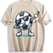 Dabbing Soccer Ball Vintage Washed T-Shirt in Beige