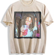 Drinking Glam Doll Vintage Washed T-Shirt in Beige