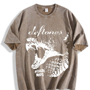 Deftones – Retro Rock Style vintage washed oversized T-shirt in Brown