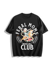 Feral Moms Social Club Cotton T-Shirt in Black