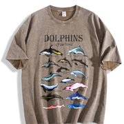 Dolphins of the World Vintage Washed T-Shirt in Brown