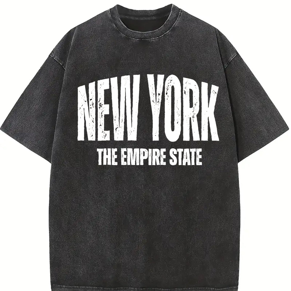 New York the Empire State Grunge Vintage Washed T-Shirt in Black