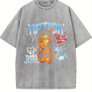 Nation Retro Pinup Vintage Washed T-Shirt in Gray