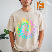Have the Day You Deserve Skeleton Tie Dye Motivational Vintage Washed T-Shirt in Beige