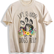DOGS HELP Vintage Washed T-Shirt in Beige