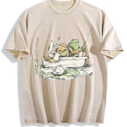 Frog 90s Retro Toad Vintage Washed T-Shirt in Beige