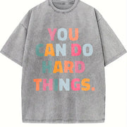 Loose- Basic Fashionable Short-sleeve Vintage Washed T-Shirt in Gray