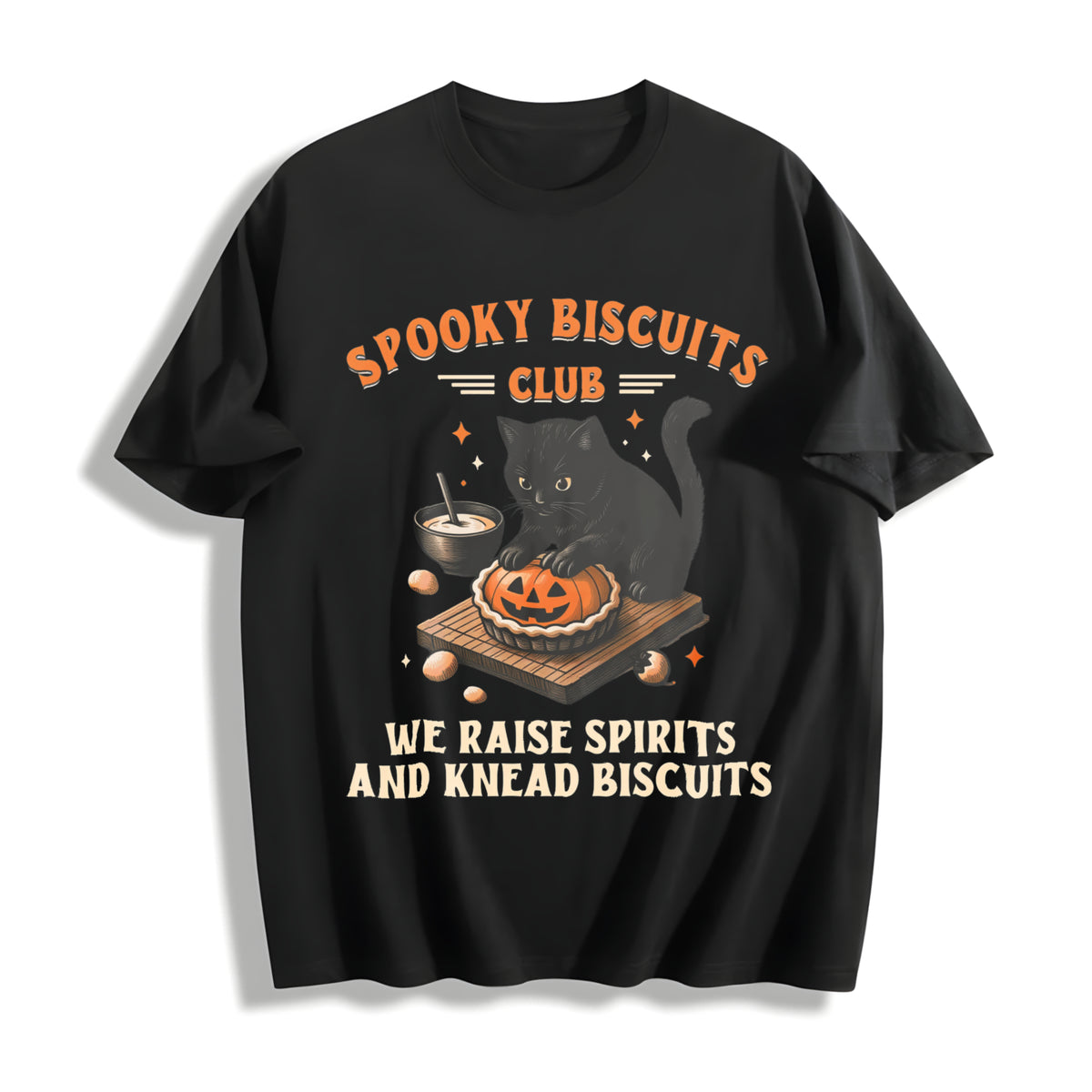 Spooky Biscuits Club Cotton T-Shirt in Black