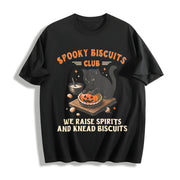 Spooky Biscuits Club Cotton T-Shirt in Black
