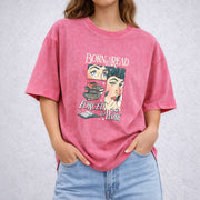 Born To Read Bookish vintage washed oversized T-shirt in Red