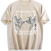 My Brother Is My Guardian Angel Vintage Washed T-Shirt in Beige