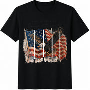 Land of the Free Because of the Brave Cotton T-Shirt in Black