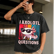 I Axolotl Questions Retro Vintage Washed T-Shirt in Black