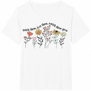Floral Teacher Tote Bag / Teach Them Cotton T-Shirt in White