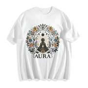 A Bohemian Floral Autumn Cotton T-Shirt in White