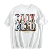 Book Nerd Retro Bookish Lover Retro for Booktok Librarian Cotton T-Shirt in White