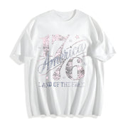 1776 America Land of the Free Cotton T-Shirt in White