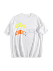 Neon Blue Sunkissed Preppy Beachy Preppy ClothesShirt Cotton T-Shirt in White
