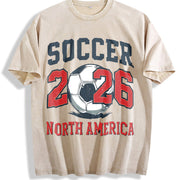Soccer 2026 North America Vintage Washed T-Shirt in Beige