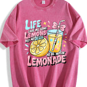 Life Gave Me Lemons, but Jesus Made Lemonade Vintage Washed T-Shirt in Red